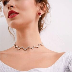 Zigzag Rhinestone Choker Necklace
